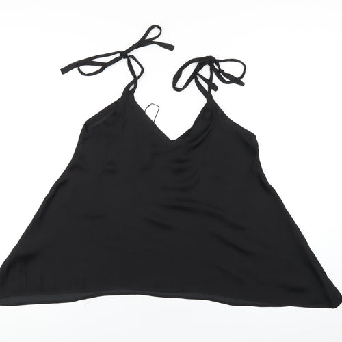 Zara Womens Black Polyester Camisole T-Shirt Size S V-Neck