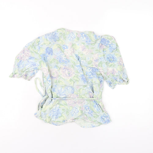 & Other Stories Womens Multicoloured Floral Viscose Wrap T-Shirt Size 4 V-Neck