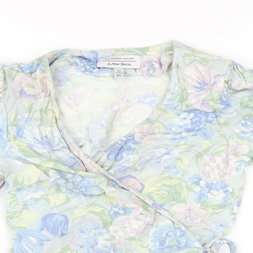 & Other Stories Womens Multicoloured Floral Viscose Wrap T-Shirt Size 4 V-Neck