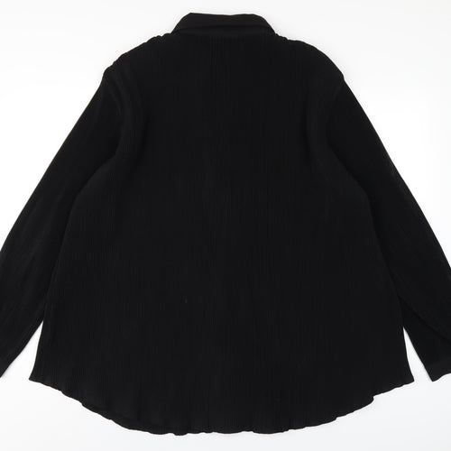 PRETTYLITTLETHING Womens Black Polyester Basic Button-Up Size 16 Collared