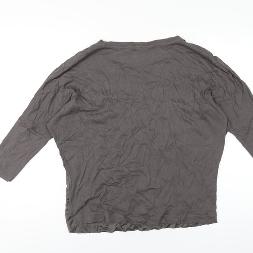Jigsaw Womens Grey Silk Basic T-Shirt Size M Round Neck