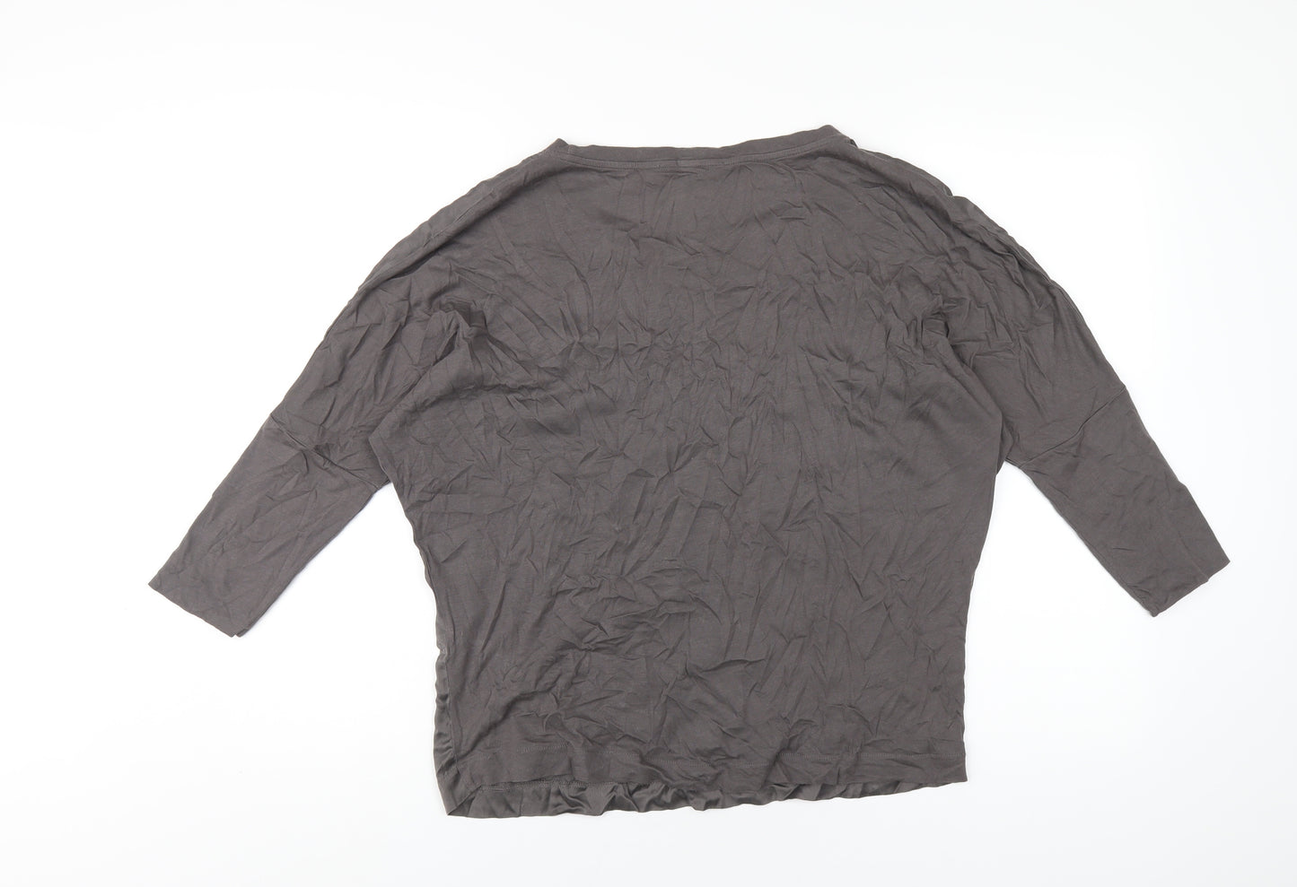 Jigsaw Womens Grey Silk Basic T-Shirt Size M Round Neck