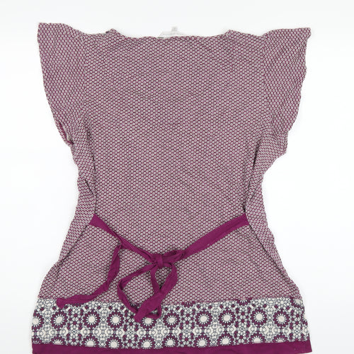 RJR.John Rocha Womens Purple Geometric Cotton Basic T-Shirt Size 16 Scoop Neck