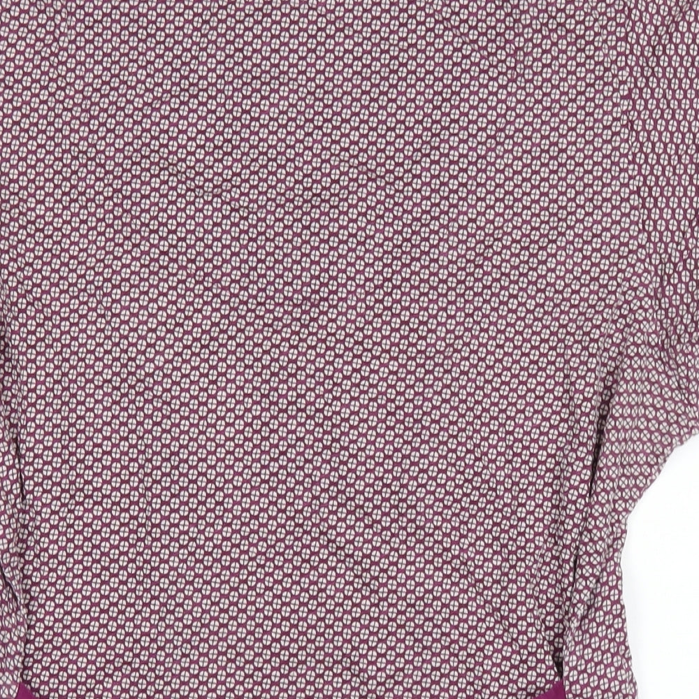 RJR.John Rocha Womens Purple Geometric Cotton Basic T-Shirt Size 16 Scoop Neck