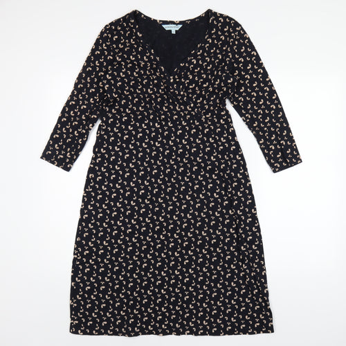Dickins & Jones Womens Blue Geometric Cotton A-Line Size 10 V-Neck Pullover