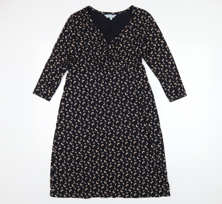 Dickins & Jones Womens Blue Geometric Cotton A-Line Size 10 V-Neck Pullover