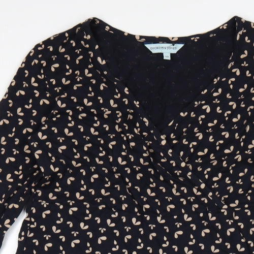 Dickins & Jones Womens Blue Geometric Cotton A-Line Size 10 V-Neck Pullover