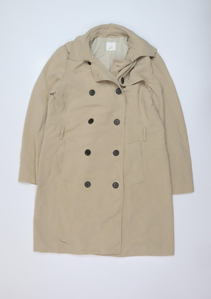 H&M Womens Beige Overcoat Coat Size 12 Button