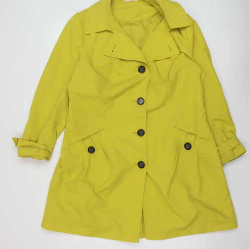 Marks and Spencer Womens Yellow Overcoat Coat Size 16 Button