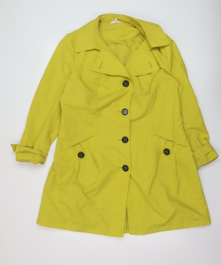 Marks and Spencer Womens Yellow Overcoat Coat Size 16 Button