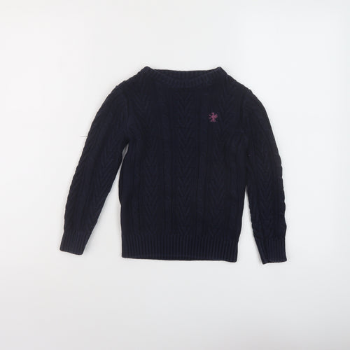 NEXT Girls Blue Crew Neck Cotton Pullover Jumper Size 6 Years Pullover