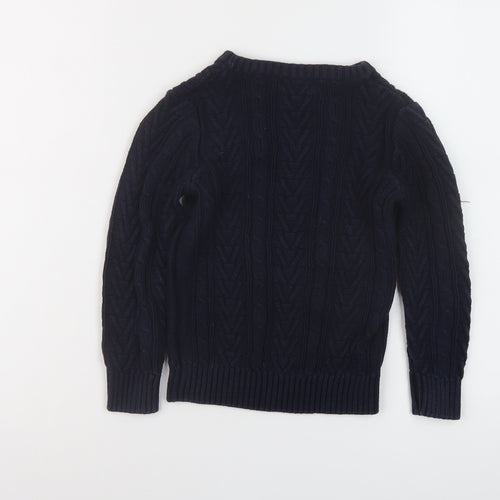 NEXT Girls Blue Crew Neck Cotton Pullover Jumper Size 6 Years Pullover