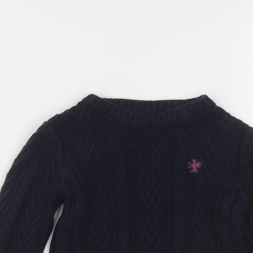 NEXT Girls Blue Crew Neck Cotton Pullover Jumper Size 6 Years Pullover