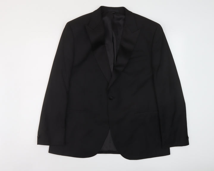 Marks and Spencer Mens Black Polyester Jacket Suit Jacket Size 44 Regular