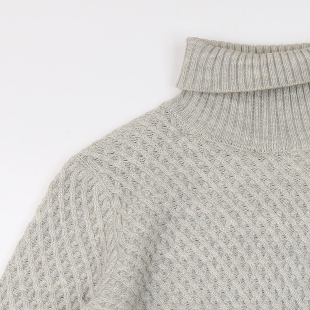 Burton Mens Grey Roll Neck Acrylic Pullover Jumper Size M Long Sleeve
