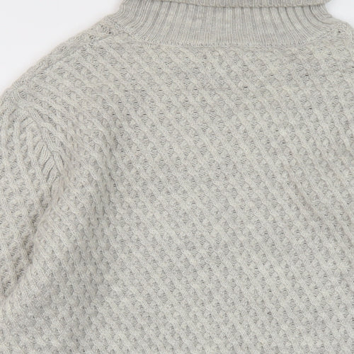 Burton Mens Grey Roll Neck Acrylic Pullover Jumper Size M Long Sleeve