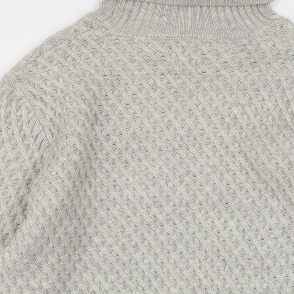 Burton Mens Grey Roll Neck Acrylic Pullover Jumper Size M Long Sleeve