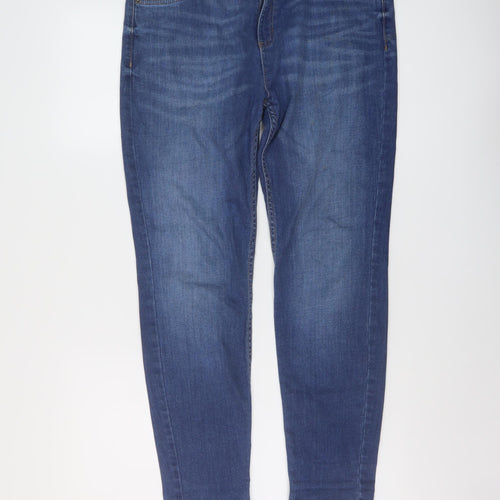 Marks and Spencer Womens Blue Cotton Skinny Jeans Size 14 L27 in Regular Button