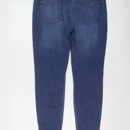 Marks and Spencer Womens Blue Cotton Skinny Jeans Size 14 L27 in Regular Button