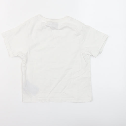 McKenzie Boys White Cotton Basic T-Shirt Size 6-7 Years Crew Neck Pullover