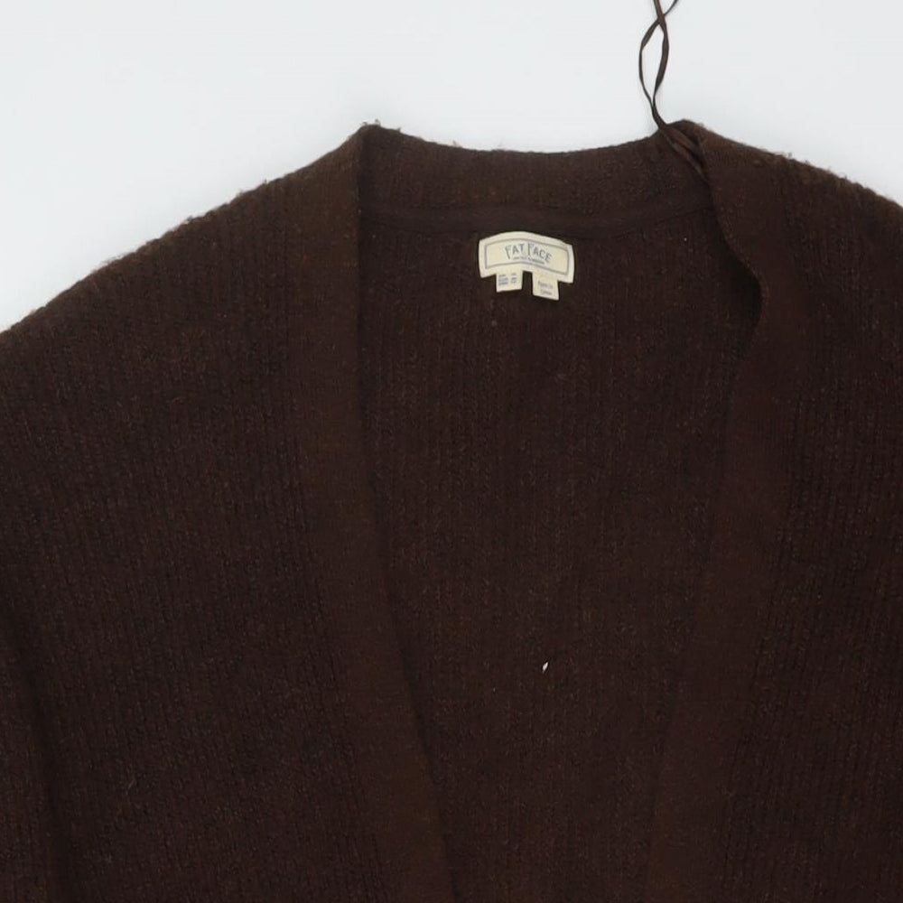 Fat Face Womens Brown V-Neck Polyester Cardigan Jumper Size 18
