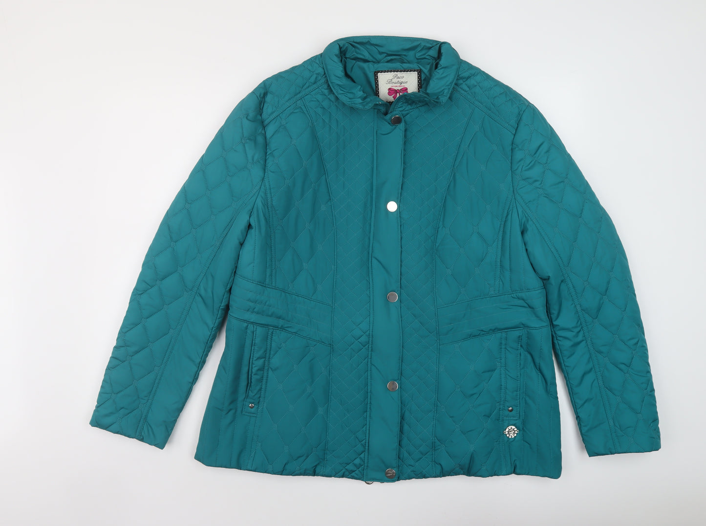 Paco Boutique Womens Green Quilted Jacket Size 20 Zip