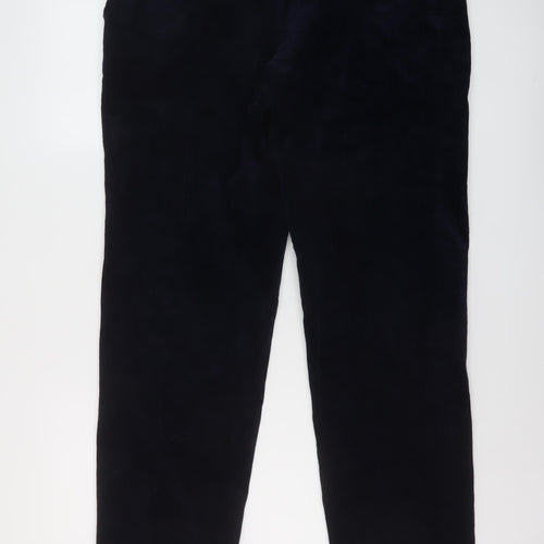 Marks and Spencer Mens Blue Cotton Trousers Size 36 in L31 in Regular Button