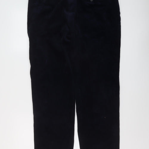 Marks and Spencer Mens Blue Cotton Trousers Size 36 in L31 in Regular Button