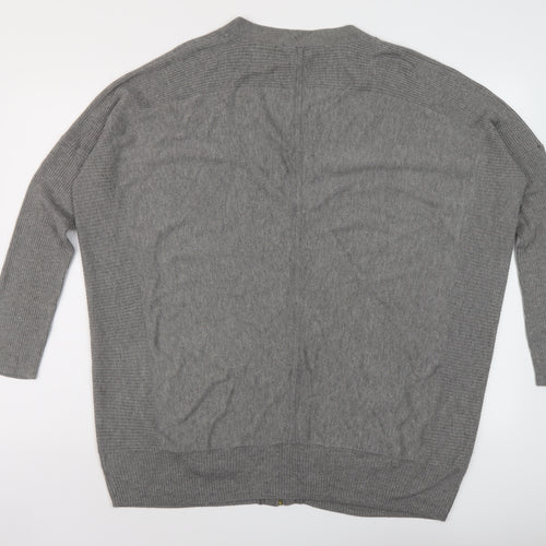 BHS Womens Grey V-Neck Viscose Full Zip Jumper Size 20