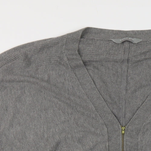 BHS Womens Grey V-Neck Viscose Full Zip Jumper Size 20