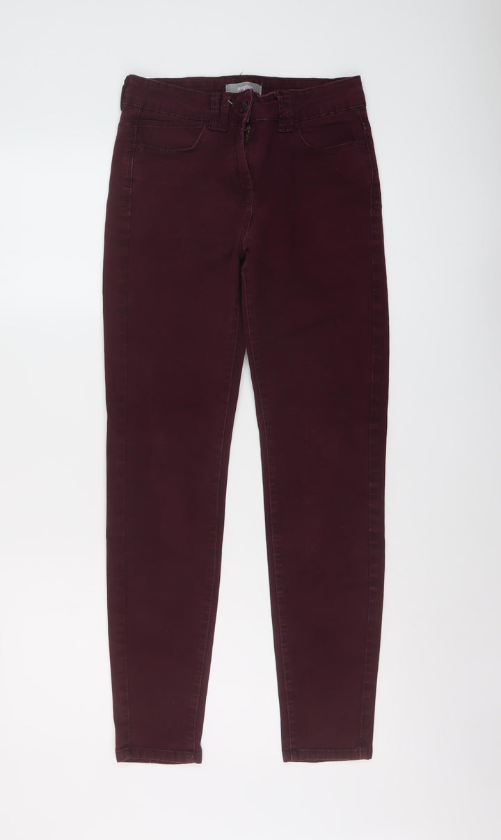 Marks and Spencer Womens Purple Cotton Skinny Jeans Size 8 L28 in Regular Button