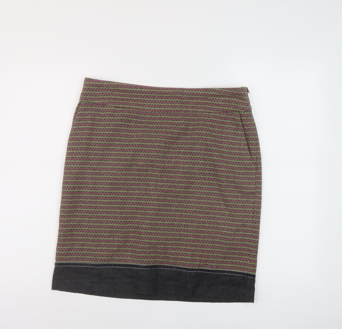 White Stuff Womens Multicoloured Geometric Polyester Bandage Skirt Size 14 Zip