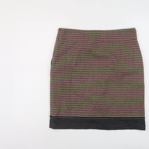 White Stuff Womens Multicoloured Geometric Polyester Bandage Skirt Size 14 Zip