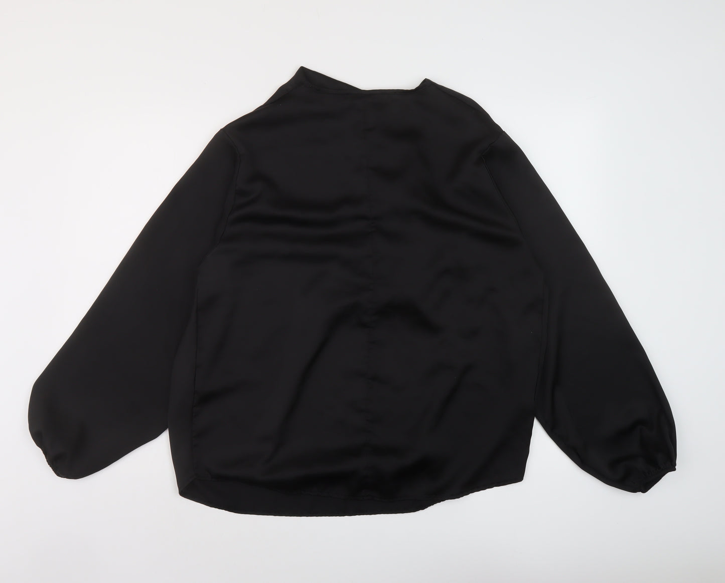 Boohoo Womens Black Polyester Basic Blouse Size 16 Cowl Neck