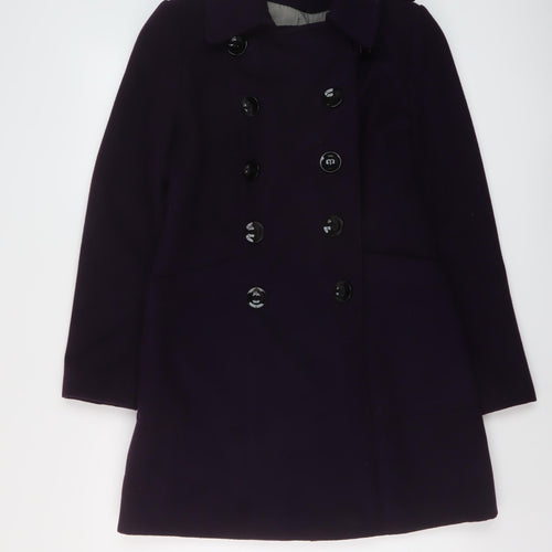 Marks and Spencer Womens Purple Overcoat Coat Size 8 Button