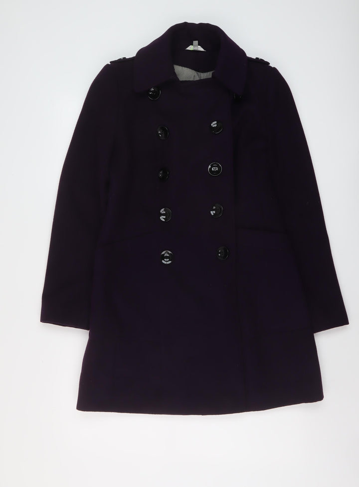 Marks and Spencer Womens Purple Overcoat Coat Size 8 Button