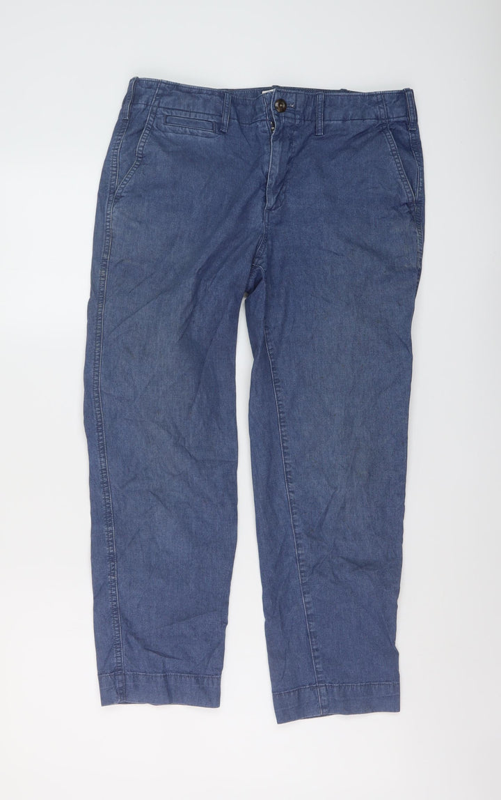 Gap Womens Blue Cotton Trousers Size 6 L25 in Regular Button