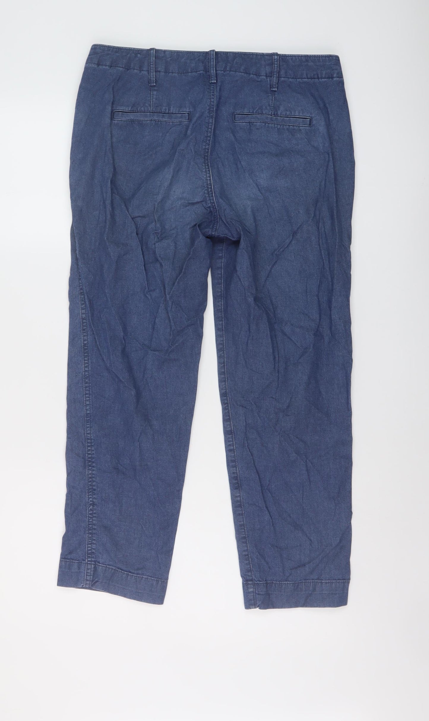Gap Womens Blue Cotton Trousers Size 6 L25 in Regular Button