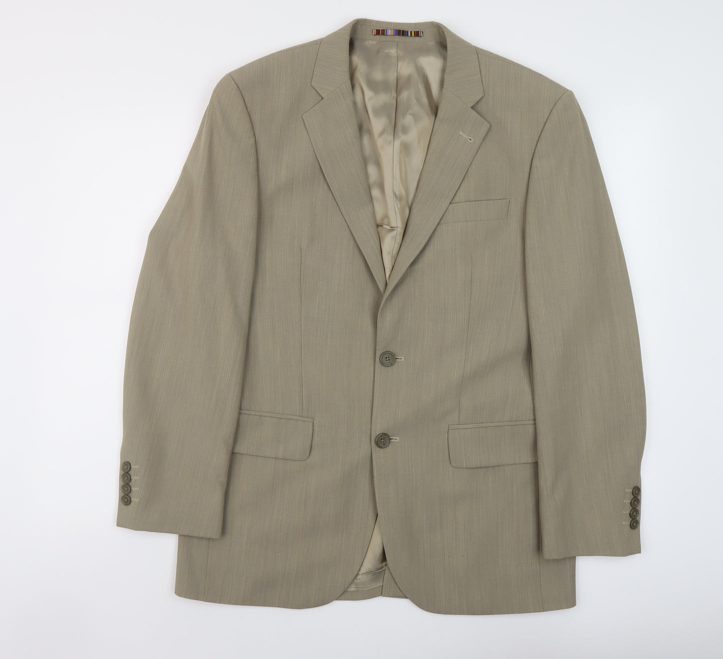 River Island Mens Beige Polyester Jacket Suit Jacket Size 38 Regular