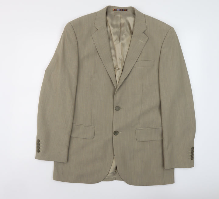 River Island Mens Beige Polyester Jacket Suit Jacket Size 38 Regular