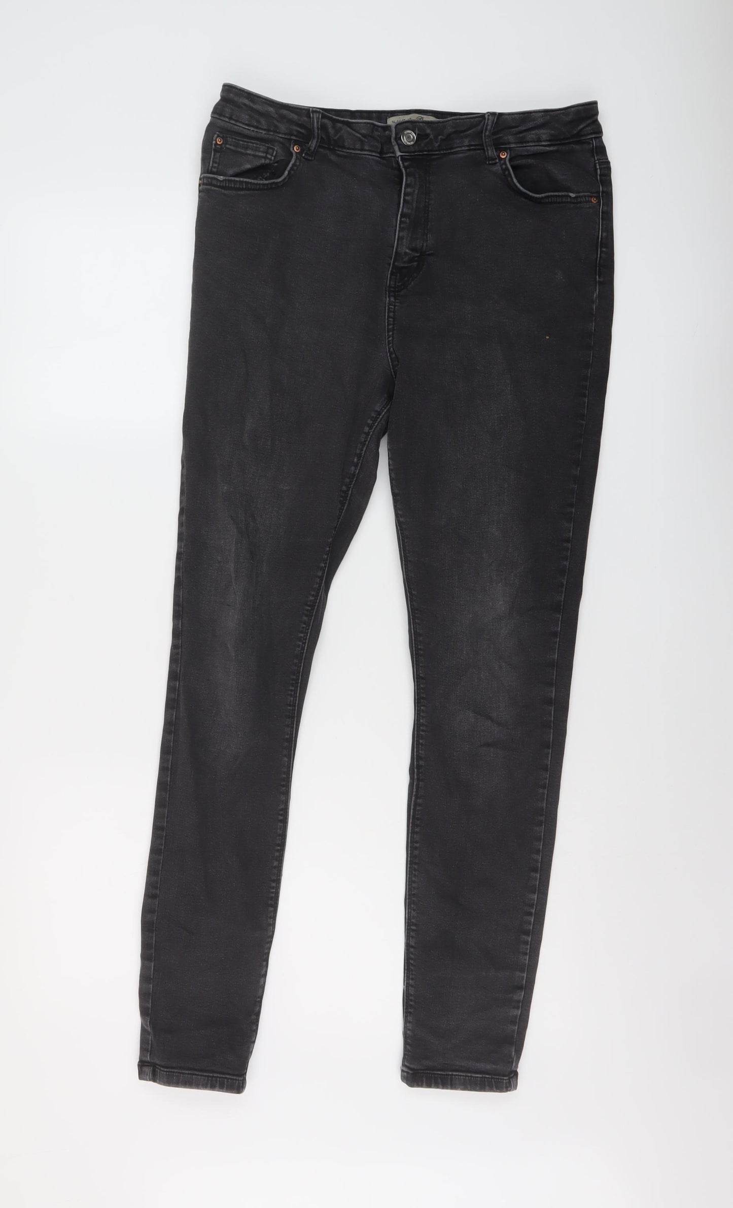 Denim & Co. Womens Grey Cotton Skinny Jeans Size 16 L29 in Regular Button