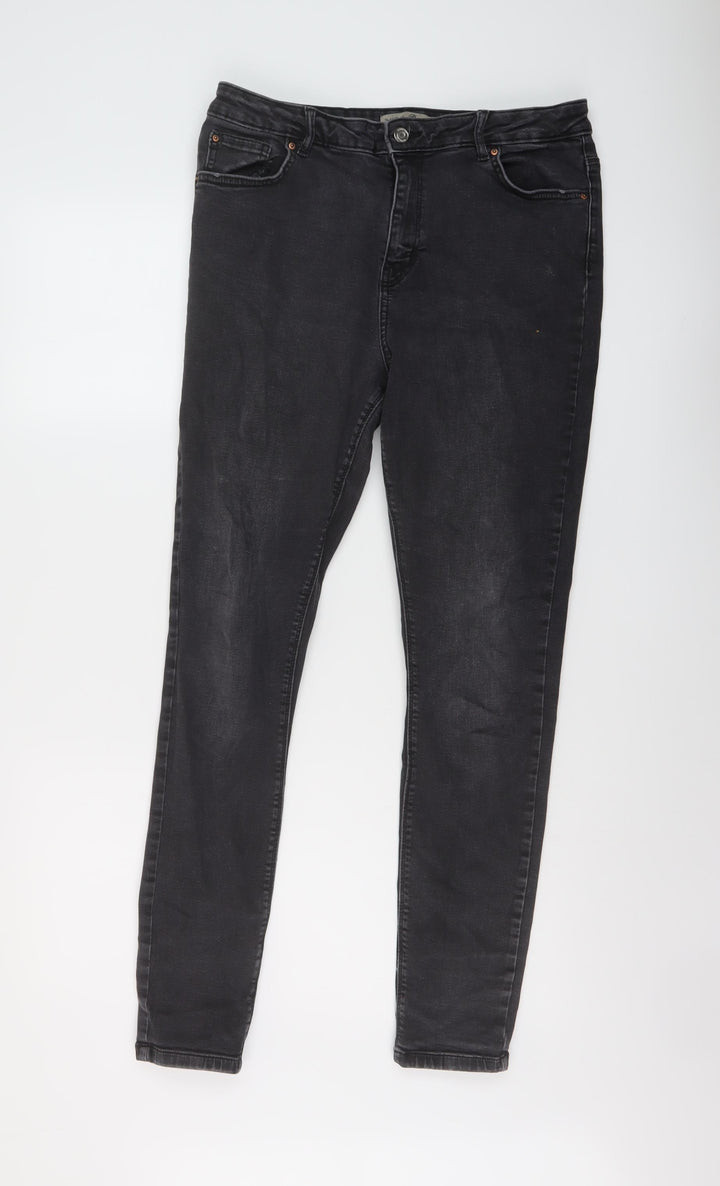 Denim & Co. Womens Grey Cotton Skinny Jeans Size 16 L29 in Regular Button