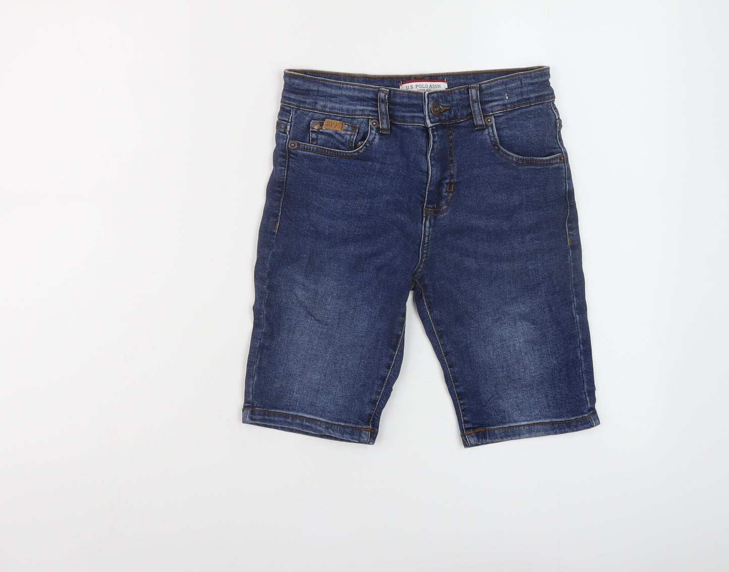 US Polo Assn. Boys Blue Cotton Bermuda Shorts Size 9-10 Years Regular Zip