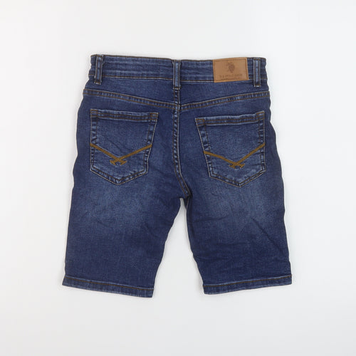 US Polo Assn. Boys Blue Cotton Bermuda Shorts Size 9-10 Years Regular Zip