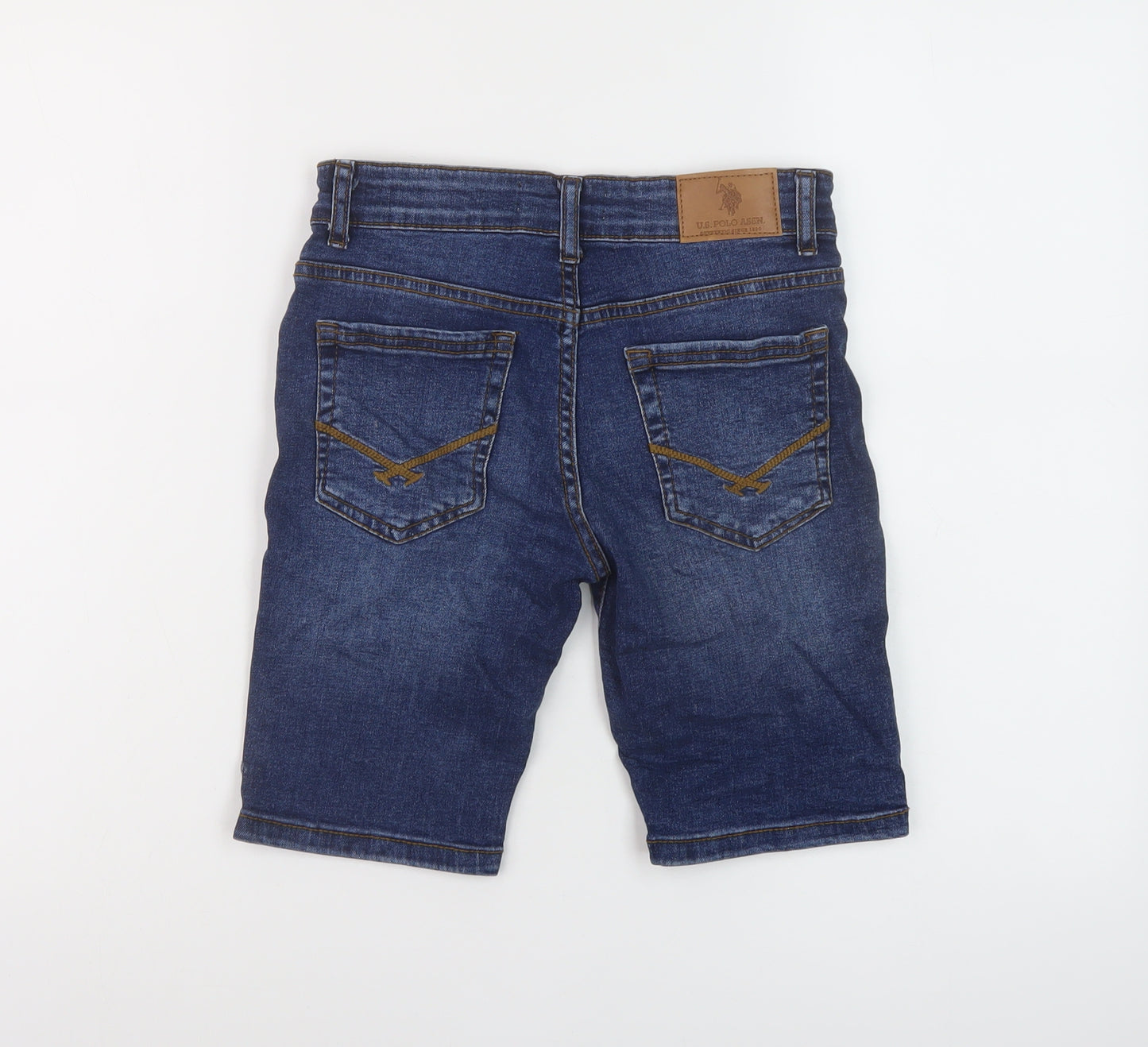 US Polo Assn. Boys Blue Cotton Bermuda Shorts Size 9-10 Years Regular Zip