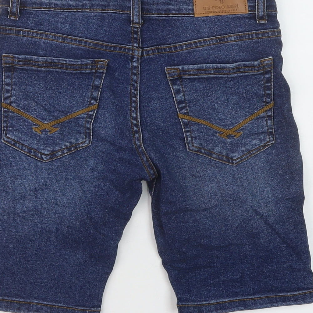 US Polo Assn. Boys Blue Cotton Bermuda Shorts Size 9-10 Years Regular Zip