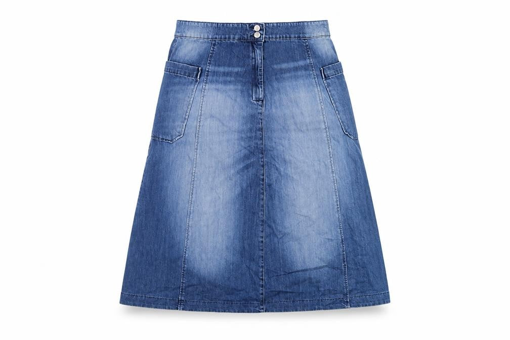 Usskes Womens Blue Cotton A-Line Skirt Size 34 in Button