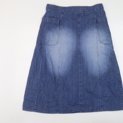 Usskes Womens Blue Cotton A-Line Skirt Size 34 in Button