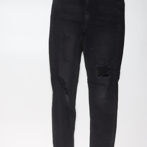 Miss Selfridge Womens Green Cotton Skinny Jeans Size 10 L25 in Regular Button