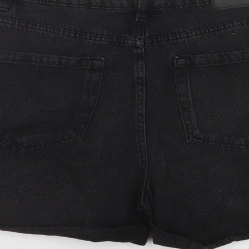 Stradivarius Womens Black Cotton Mom Shorts Size 14 L4 in Regular Button